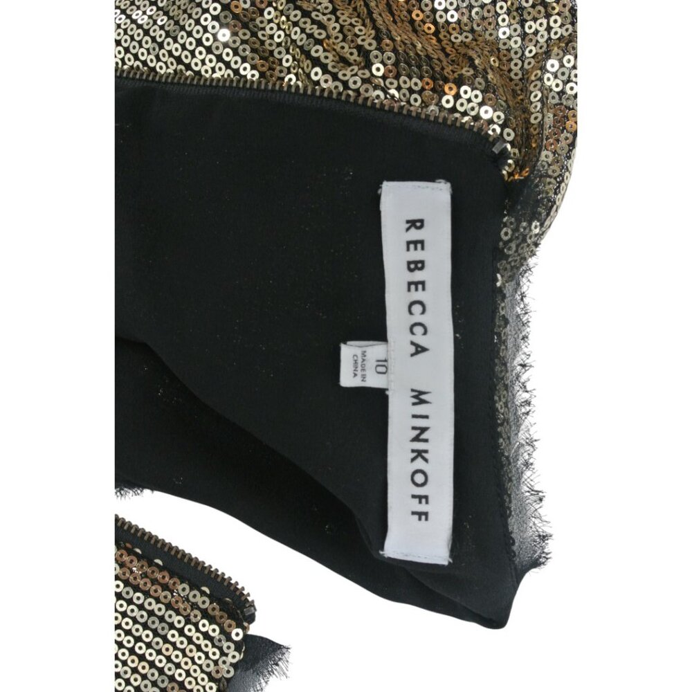 Rebecca Minkoff Gold Sequin V-Neck Long Sleeve Dress 10 - Picture 2 of 4
